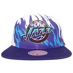 Utah Jazz Mitchell & Ness Snapback‎ Cap Hat 3D Logo Gradient Flame Art NWT